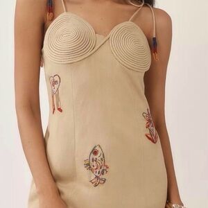 FarmRio x Anthropologie Linen Embroidered Dress